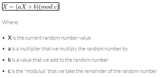 Pseudonumber Random Number Generator (PRNG) formula
