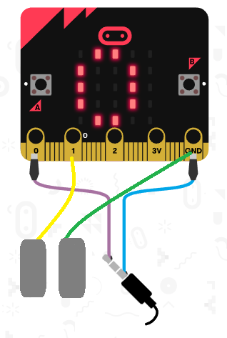 Pinout for the micro:bit to use headphones and allegator clips to tin foil pads