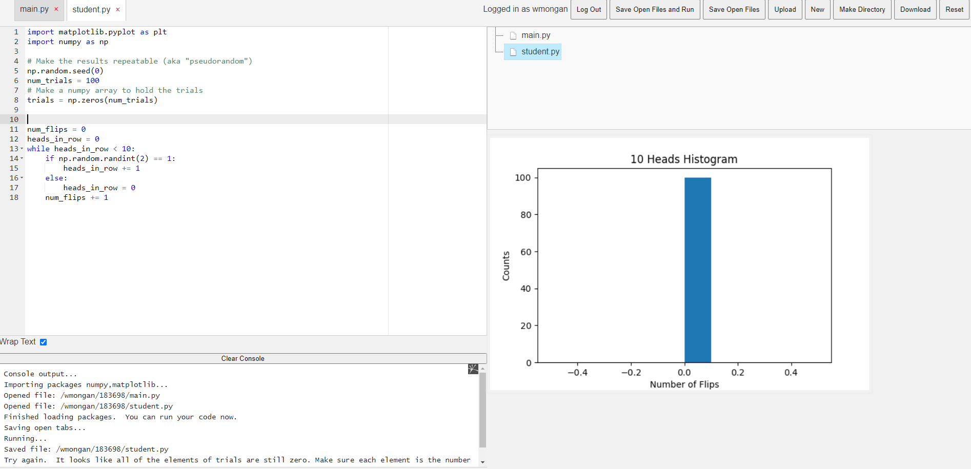 A screenshot of a matplotlib histogram