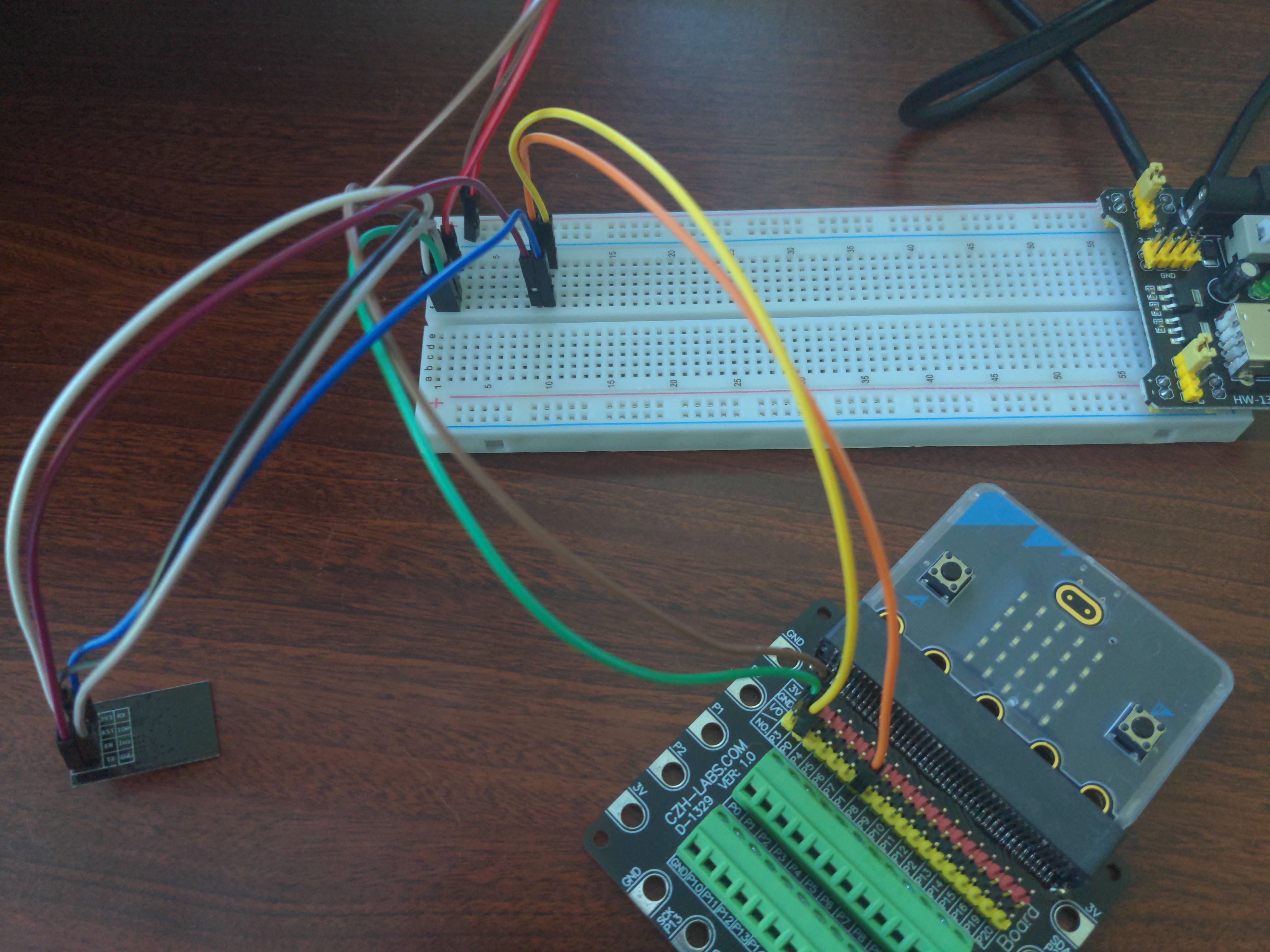 Finished WiFi to micro:bit breadboard wiring figure 1